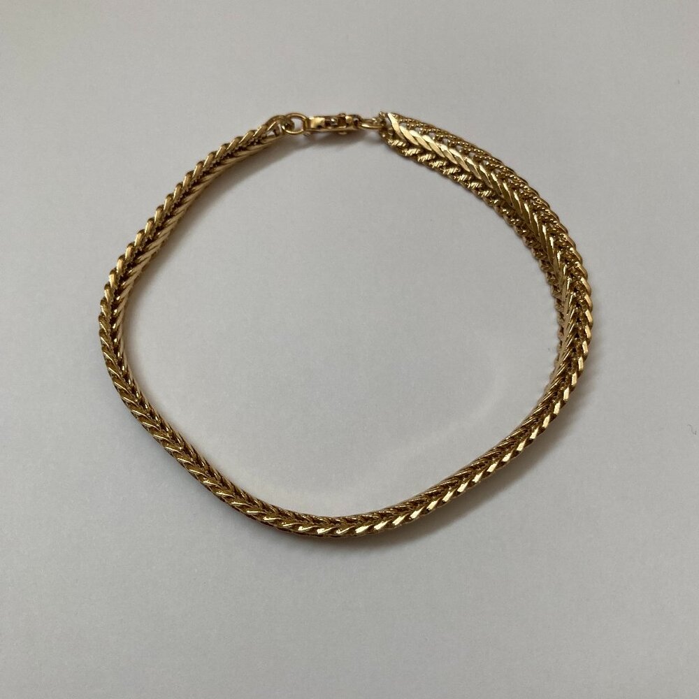 7" Gold Plated Wheat Link Bracelet Women
